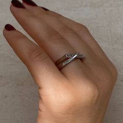 انگشتر جواهر نقره ای زنانه Band Ring