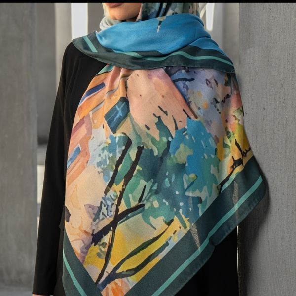 روسری طرح نگارستان شرقی  ابرنگی