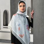 روسری طرح  گل قاصدک نیلی