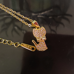 گردنبند استیل طلایی و نقره ای طرح گربه کد 105