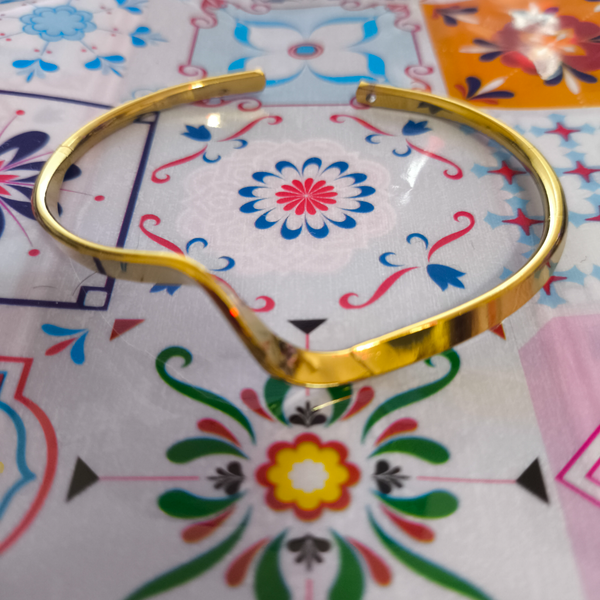 دستبند استیل نقره ای و طلایی کد 110