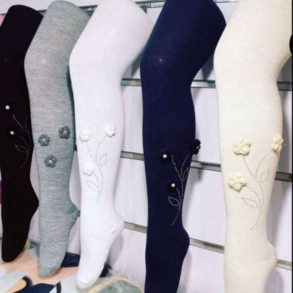 جوراب شلواری دخترانه گل ومروارید