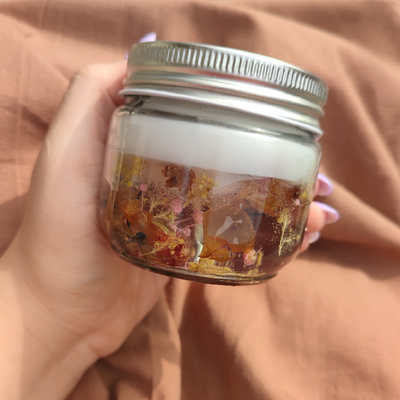 جار شمع ژله‌ای گل های خشک