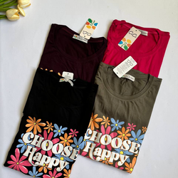 تیشرت استین سرخود چاپ گل