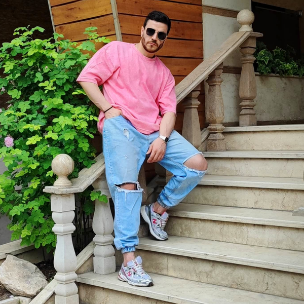 تیشرت سنگشور باکسی پارچه ماکان کد 88