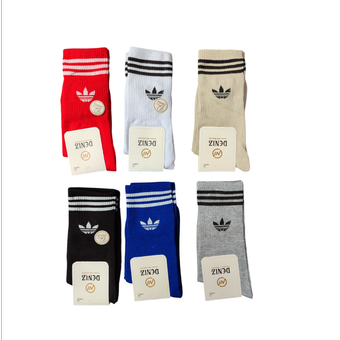 جوراب ساق بلند آدیداس میکس رنگی  جین 12تایی کد12201200