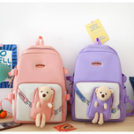 ست کیف وکوله 4 تیکه وارداتی جنس برزنت ضدآب.... کوله‌پشتی چهار‌تکه عروسکی «TeddyBag ستاره‌ای
