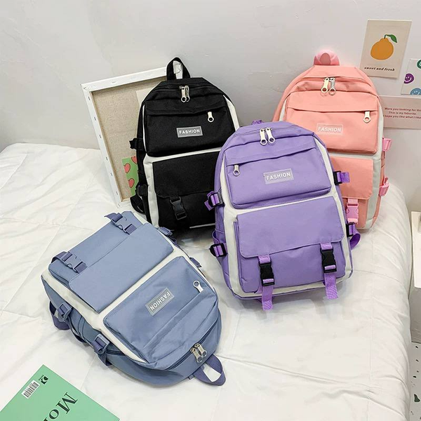 ست کیف و کوله اسپرت 4 تیکه وارداتی برزنت....ست 4 تکه کوله‌پشتی دخترانه مدل FASHION وارداتی جنس برزنت ضد آب زیپ فلزی