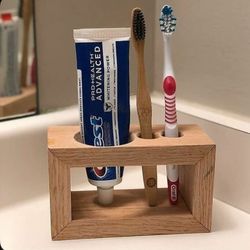 جای مسواک و خمیردندان چوبی با طراحی شیک