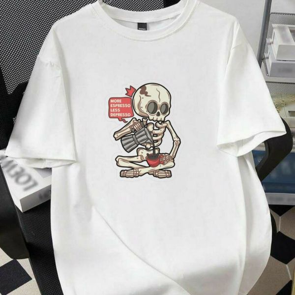 تیشرت سفید اسکلت مود
