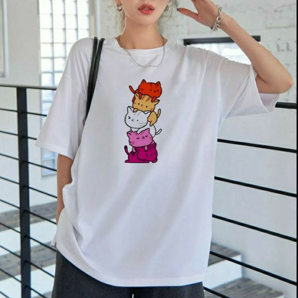 تیشرت سفید Meow Pattern