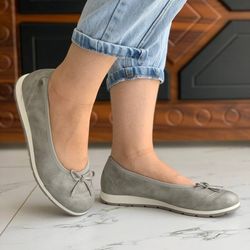 کفش طبی زنانه طوسی پاپیون دار