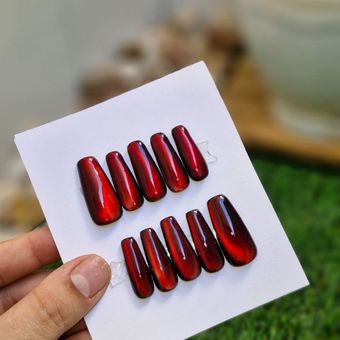 ناخن مصنوعی با مواد کاشت طرح آیس چری