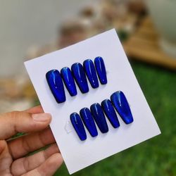 ناخن مصنوعی با مواد کاشت طرح آیس آبی