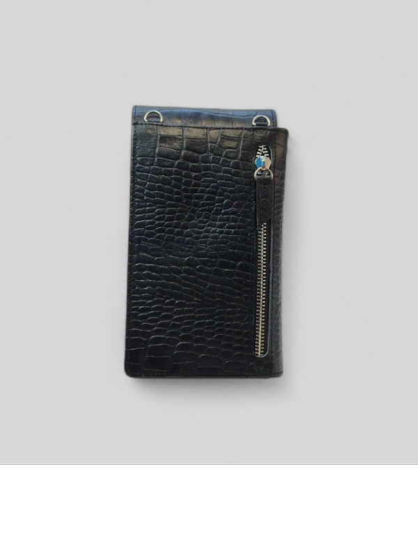 کیف مدارک دوشی دور زیپ چرم طبیعی