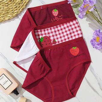 شورت عروسکی نخی پنبه‌ای توت فرنگی | وارداتی | فاق متوسط