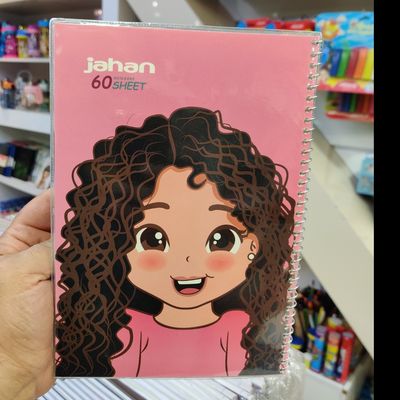 دفتر 60 برگ مجلد جلد شده طرح چهره فانتزی دخترانه خط آبی انتشارات جهان