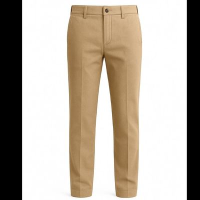 شلوار کتان مردانه فاق بلند رگولار فیت کرم رنگ