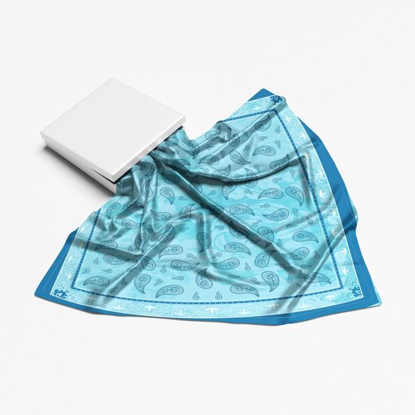 روسری طرح نقش جاوید آبی