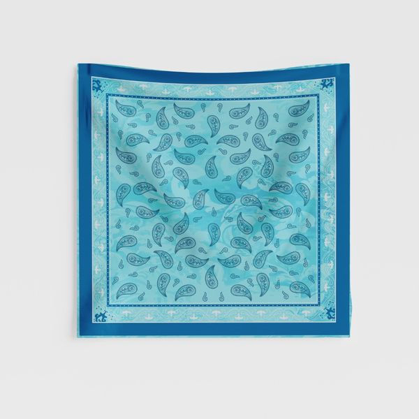 روسری طرح نقش جاوید آبی