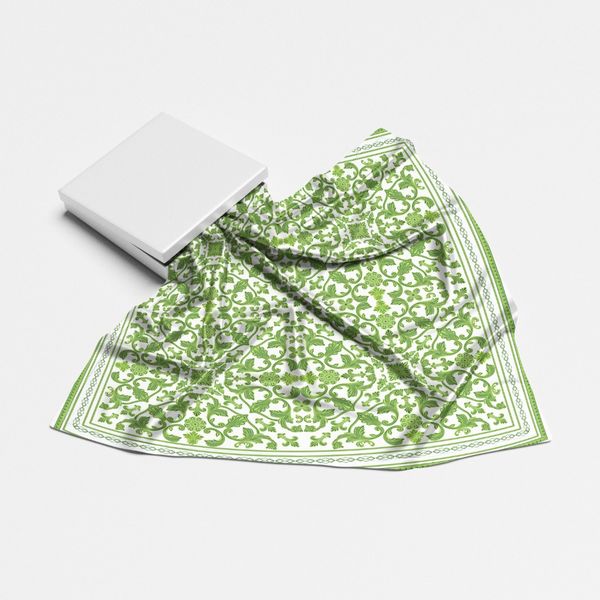 روسری طرح  نقشینه سبز