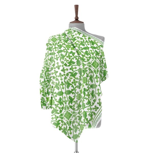 روسری طرح  نقشینه سبز