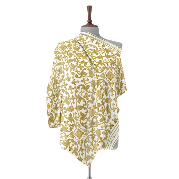 روسری طرح نقشینه زرد رنگ