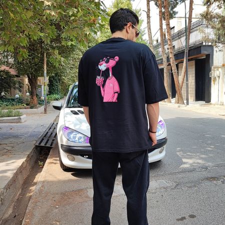 تیشرت %100 پنبه طرح پلنگ صورتی کد 103