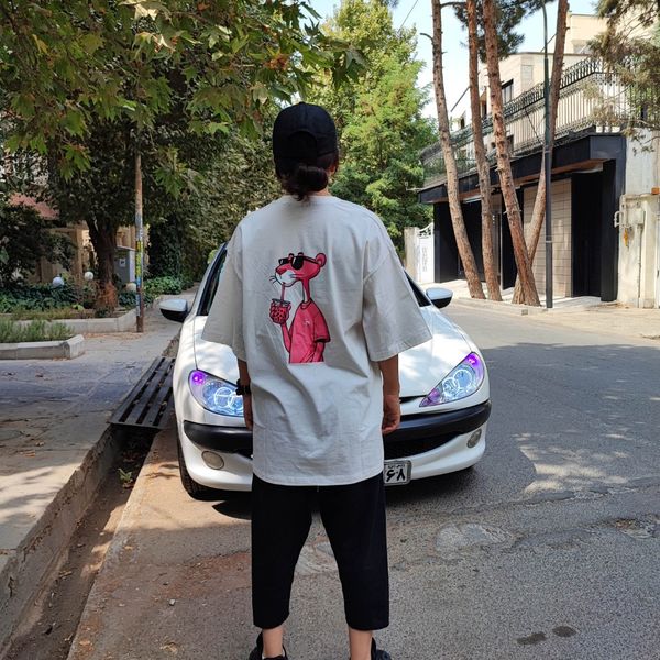 تیشرت ست %100 پنبه طرح پلنگ صورتی کد 105