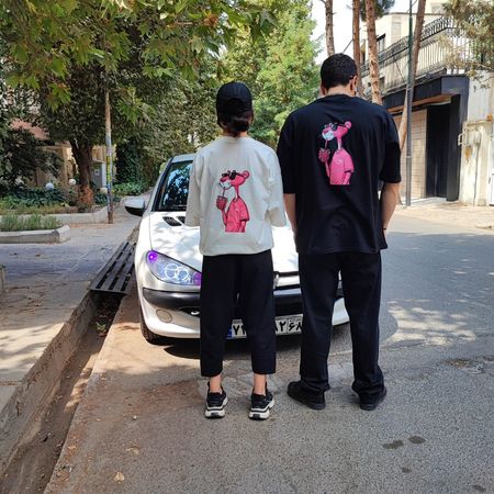 تیشرت ست %100 پنبه طرح پلنگ صورتی کد 105