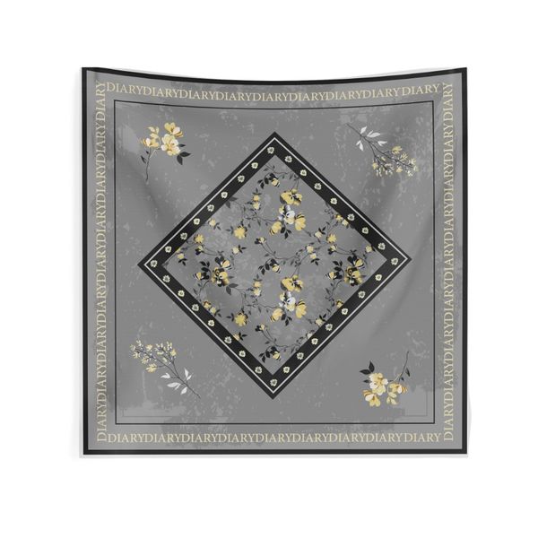 روسری طرح گل زنبق زرد (طوسی رنگ )