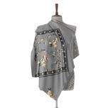 روسری طرح گل زنبق زرد (طوسی رنگ )