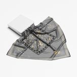 روسری طرح گل زنبق زرد (طوسی رنگ )