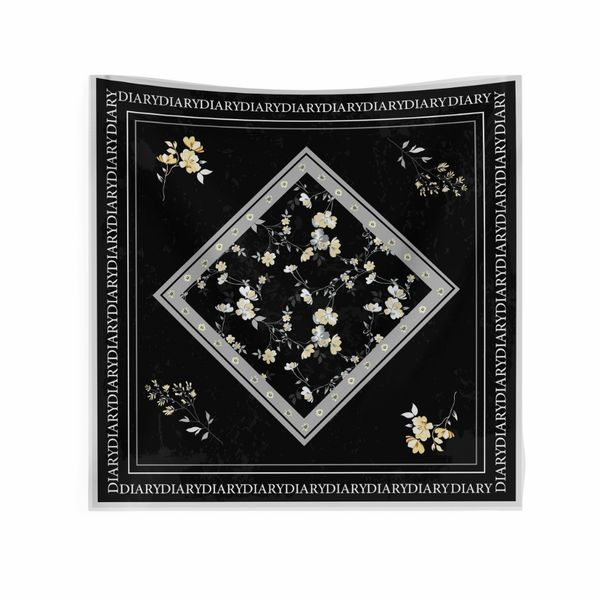 روسری طرح گل زنبق مشکی  رنگ