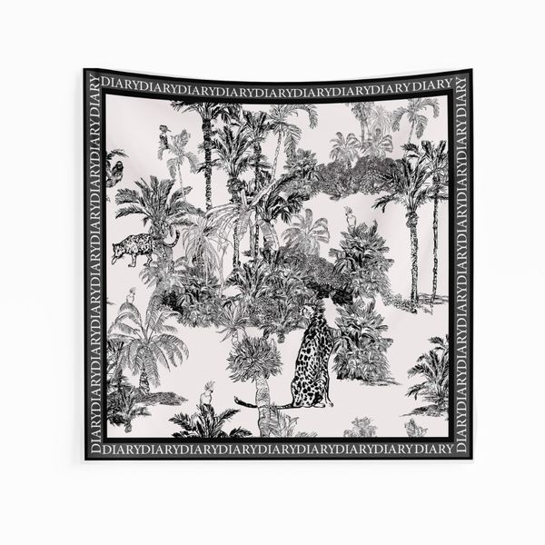 روسری  جنگل ایرانی سفید ومشکی