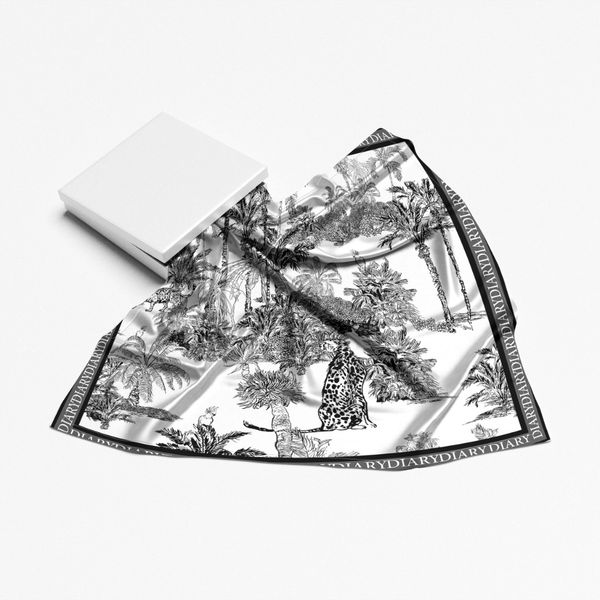 روسری  جنگل ایرانی سفید ومشکی