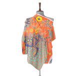 روسری طرح گوزن جنگل و ستاره های شب نارنجی