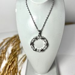 گردنبند استیل طرح حلقه و قلب زنانه