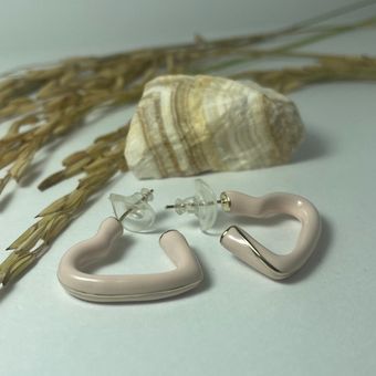 گوشواره حلقه ای  قلب صورتی