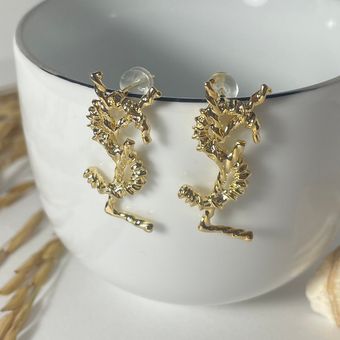 گوشواره طلایی طرح YSL