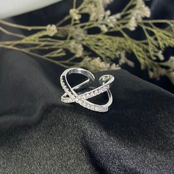 انگشتر ضربدری تمام نگین زنانه