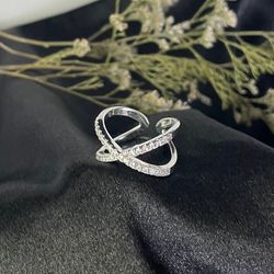 انگشتر ضربدری تمام نگین زنانه