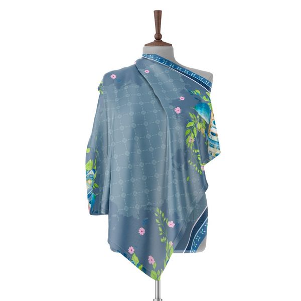 روسری طرح شاهچراغ  شیراز رنگ آبی