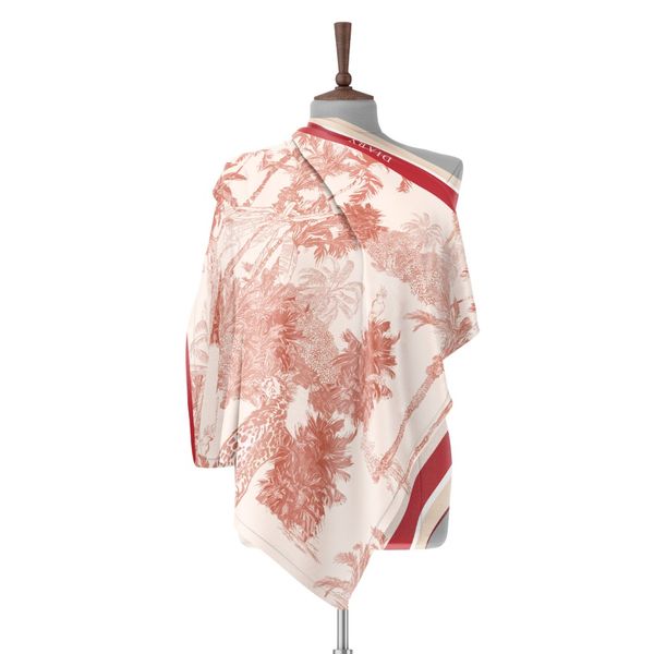 روسری طرح جنگل ایرانی قرمز