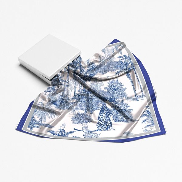 روسری طرح جنگل ایرانی آبی