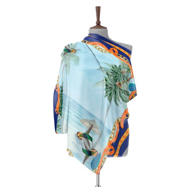 روسری طرح کیش و پرنده قبا سرمه ای تیره