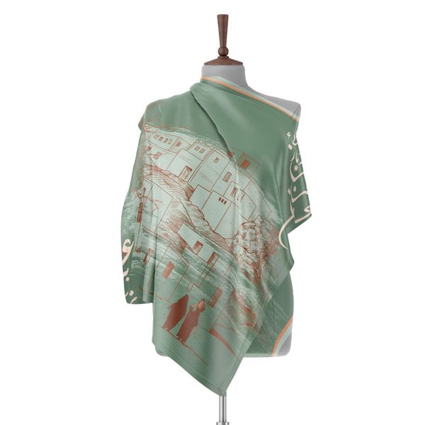 روسری طرح عمارت یزد کویر تیره