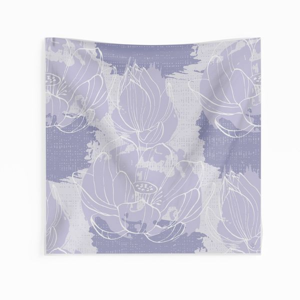 روسری طرح نیلوفر  ابی بنفش رنگ