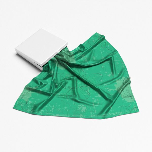 روسری نیلوفر آبی سبز رنگ