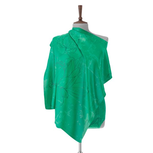 روسری نیلوفر آبی سبز رنگ